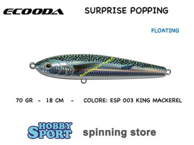 STICK BAIT 70 GR ECOODA SURPRISE 180F  ESP 003 KING MACKEREL FLOATING  X TONNO
