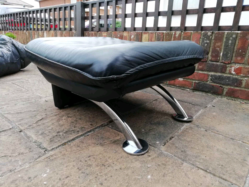 Black leather footstool in Rustington, West Sussex Gumtree