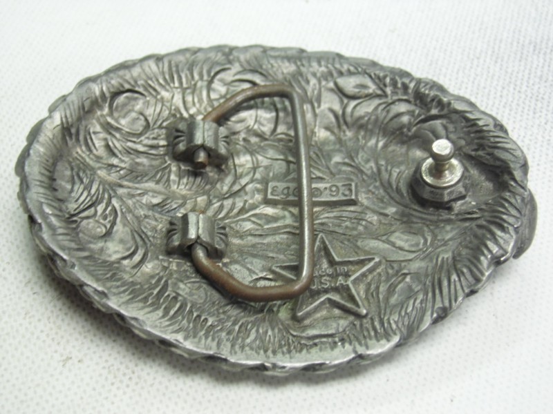 VTG  1993 EGE Pewter  Eagle Head Design Belt Buckle Made In USA8