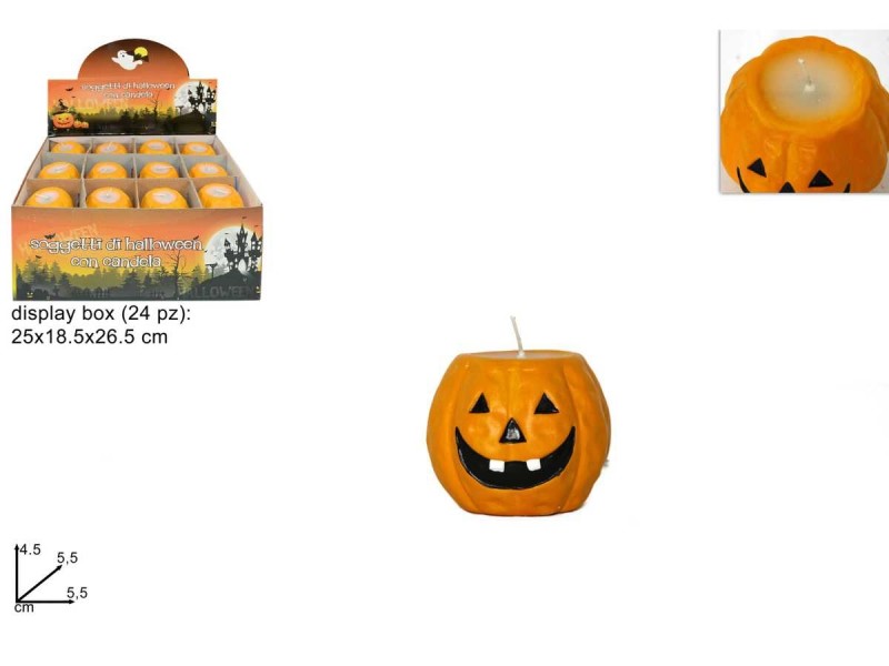 Zucca Porta Candela Lumino Cera Decorazione Festa Halloween dfh