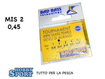 PERLINE FORATE IN VETRO DI MURANO MISURA  2 DIAM 0,45 mm TRASPARENTE BAD BASS