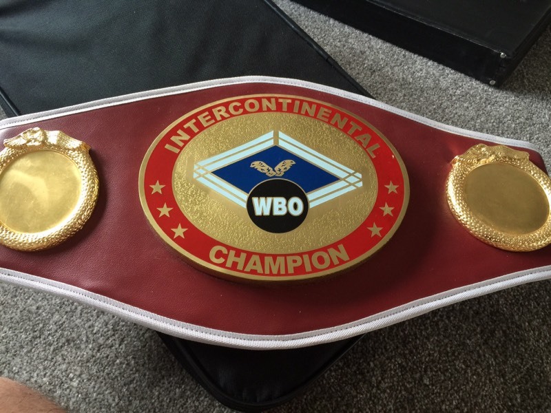 WBO Intercontinental title boxing belt in Northenden, Manchester