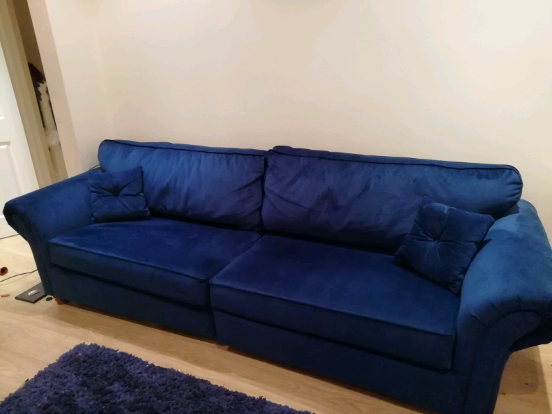 Navy indigo blue velvet sofa | in Newry, County Down | Gumtree