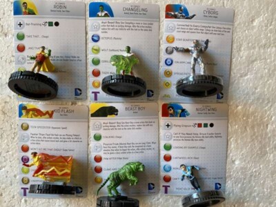 DC HeroClix - Teen Titans # 6 figure set nightwing robin cyborg kid flash chan
