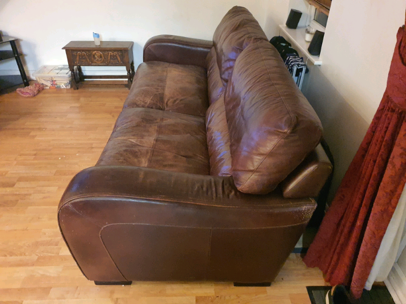Used 4 Seater Brown Leather Sofa in Colchester, Essex Gumtree