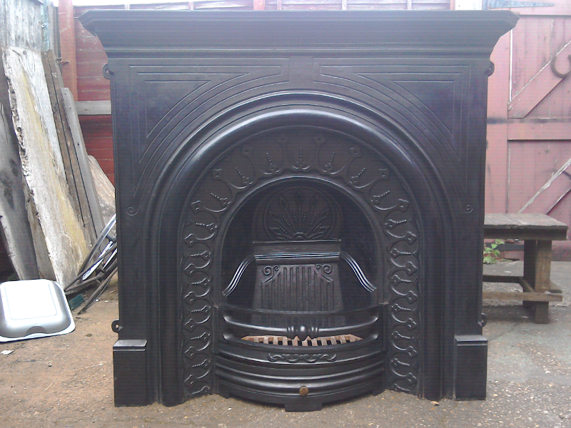 Very Large Original Victorian Cast Iron Fireplace In