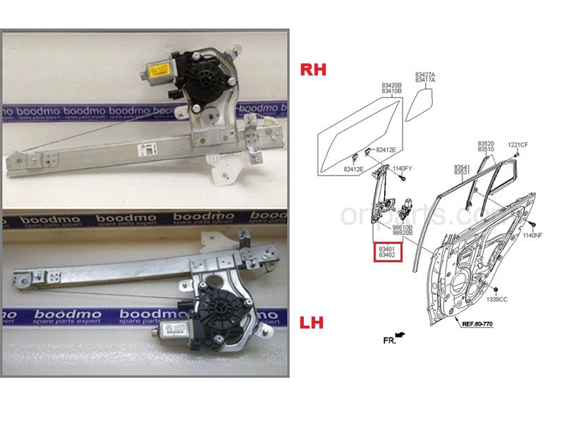Hyundai Creta 1st Gen Rear Right Left Window Regulator Lift Assembly