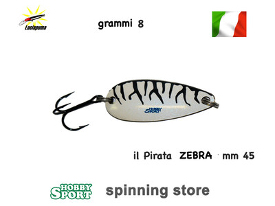 IL PIRATA  FILIBUSTIERE 8 GR - 4,5 CM BIANCO ZEBRA ANCORETTA TROUT SPOON