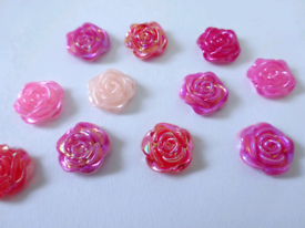 Vintage Pink Rose Flower Resin Cabochons, Art Crafts 