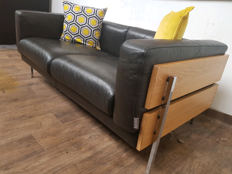 Habitat Robin Day Forum 2 seater sofa in chocolate leather RRP £2500