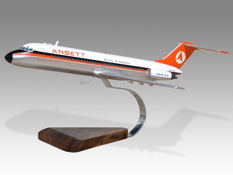 McDonnell Douglas DC-9-31 Ansett Mahogany Wood Handmade Desktop Airplane Model