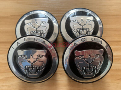 4PC FOR Jaguar Black Cat Center Wheel Hub Caps S-Type X-Type XJR XF XJ XK 58MM