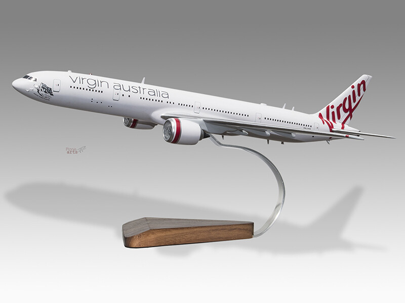 Boeing 777-300 ER Virgin Australia Solid Mahogany Wood Handcrafted Display Model