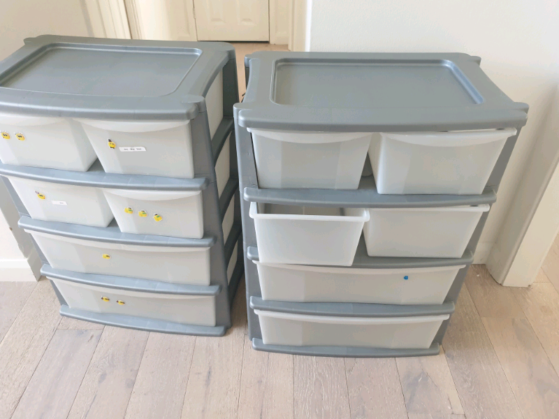 2 X Storage Plastic Tower Units 6 Drawers Grey In Woking Surrey