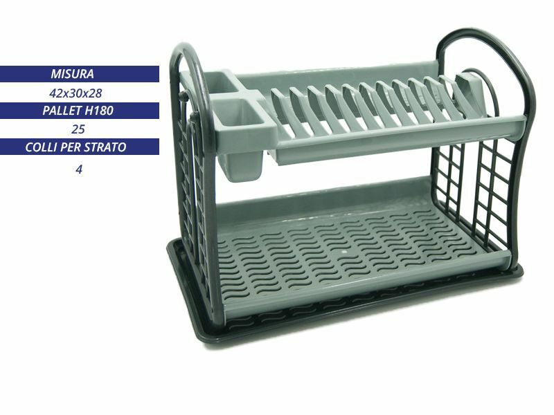 Scolapiatti In Plastica 2 Ripiani Piatti Posate Bicchieri Cucina sus