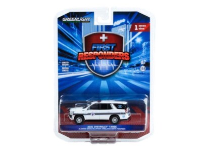 GreenLight 1/64 2021 Chevrolet Tahoe Ambulance Corps Metal Diecast Car Model Toy