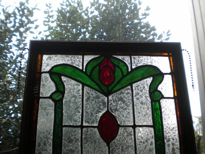 ANTIQUE STAINED-GLASS WINDOW