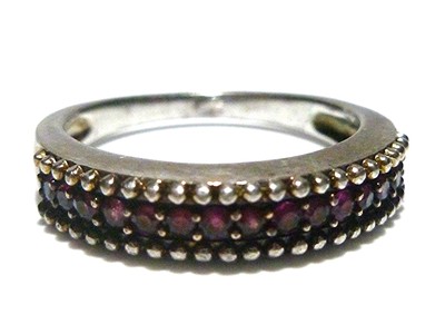 DESIGNER ''J'' STERLING SILVER PINK SAPPHIRE DEPARTMENT RING BAND SIZE 9 STACKABLE