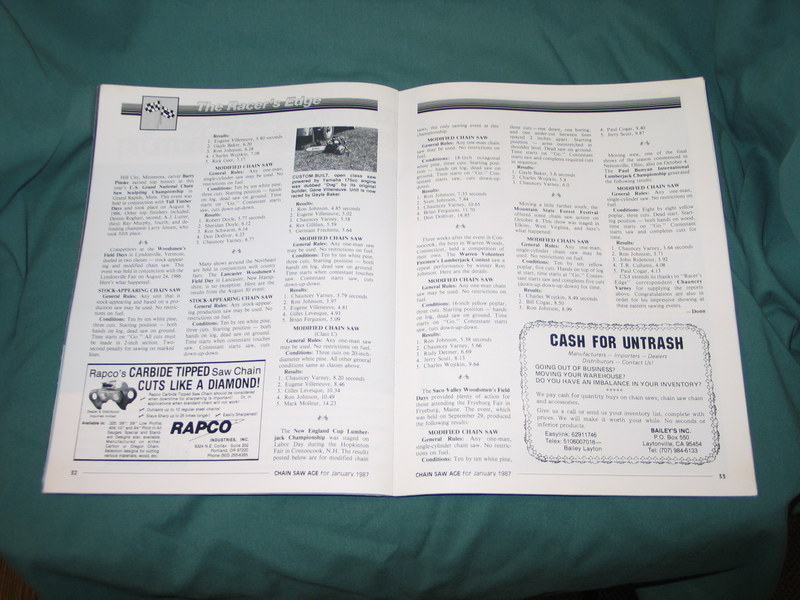 OLD VINTAGE CHAIN SAW AGE MAGAZINE JAN 1987 CHAINSAW RACING