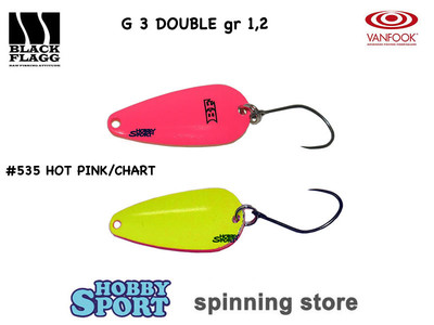 SPOON BLACK FLAGG G3 DOUBLE 1,2 GR COL. 535  HOT PINK-CHART SPINNING AREA TROUT