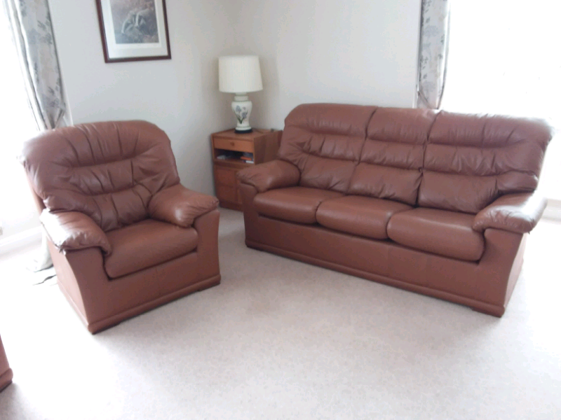 G Plan 3 piece leather suite in Royal Wootton Bassett, Wiltshire