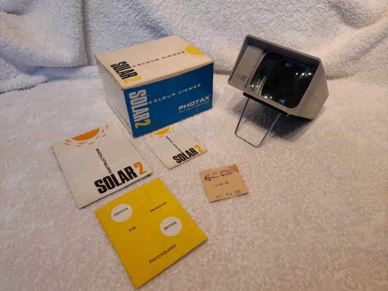VINTAGE RETRO BOXED PHOTAX SOLAR 2 COLOUR SLIDE VIEWER. Original 1970