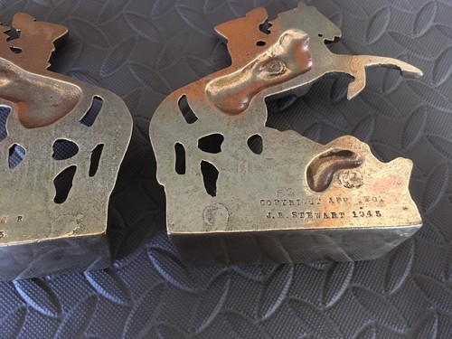 Vintage Pennsylvania State Police Brass Bookends W/ Original Wood Plates NEW NOS