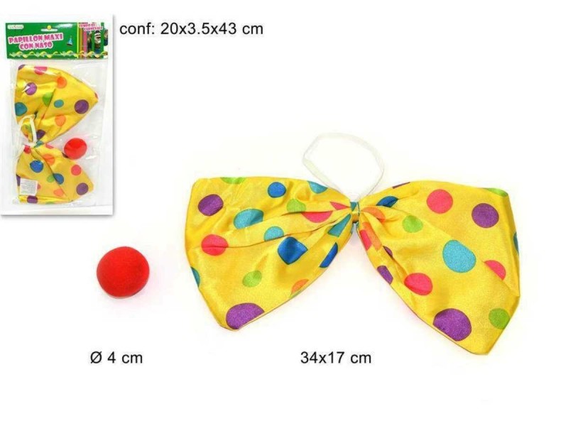 Papillon Pagliaccio Clown Con Naso Accessori Carnevale Festa Travestimento dfh