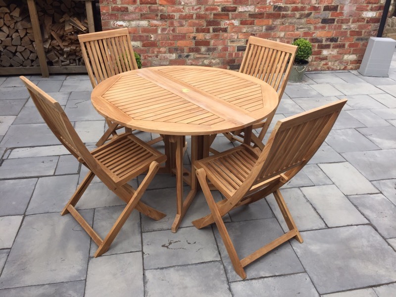 Garden table and chairs (wooden, teak, bistro, set, B&Q, patio) | in