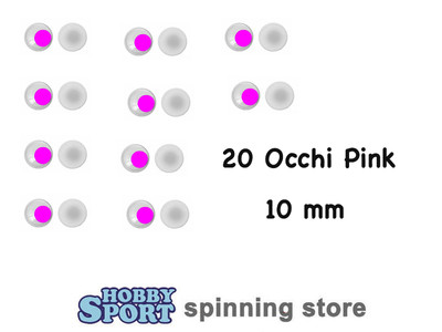 20 OCCHI PINK FONDO BIANCO 10 mm COSTRUZIONE ARTIFICIALI POPPER / MINNOW / PLUG