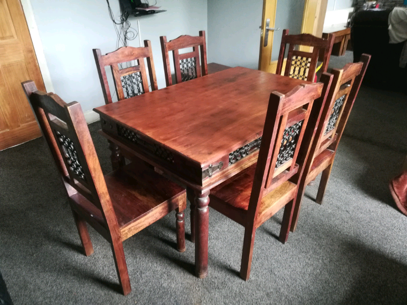 Indian SHEESHAM Jali dining table with 6 chairs and coffee table | in