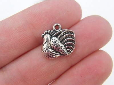 BULK 50 Turkey charms antique silver tone B80