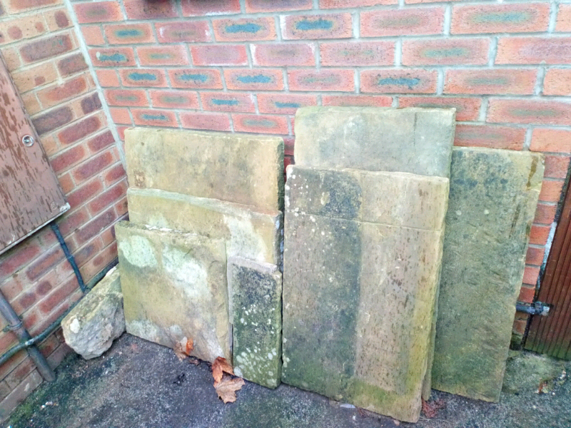 Reclaimed old yorkstone paving flags in NewtonleWillows, Merseyside
