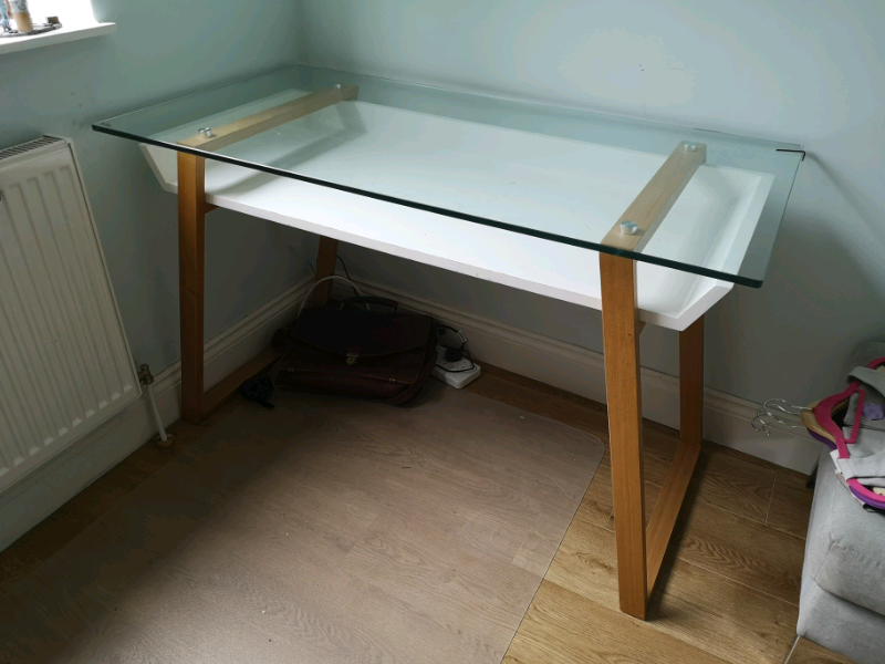 John Lewis glass white oak desk in Milngavie, Glasgow Gumtree