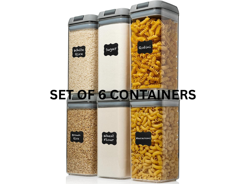 (set Of 6 Containers) - Elegant Airtight Storage