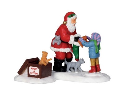 UPC 728162220455 product image for Lemax Santa Claus With Kids - Santa And Kittens, Set Of 2 Codcode 22045 | upcitemdb.com