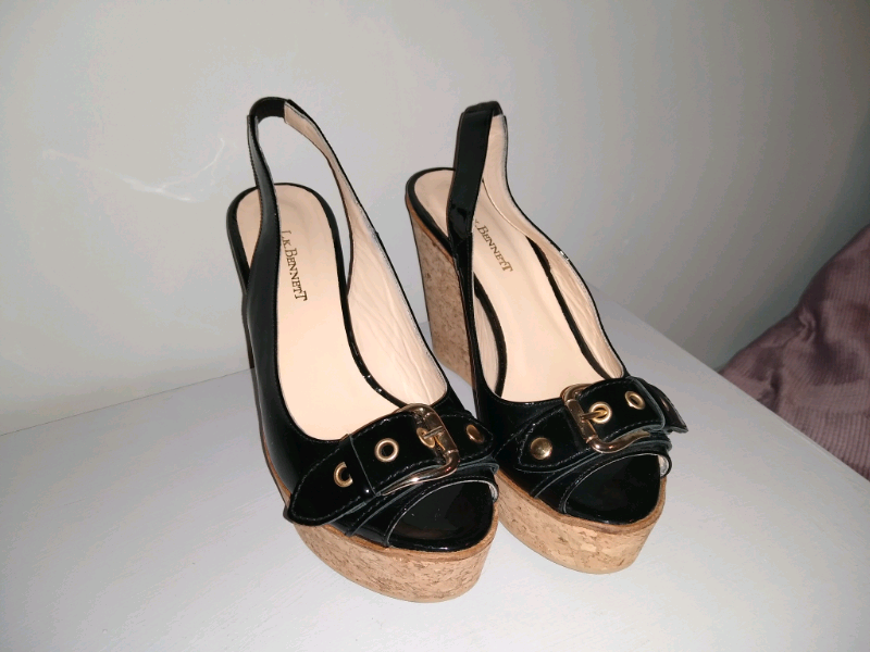 lk bennett patent wedges