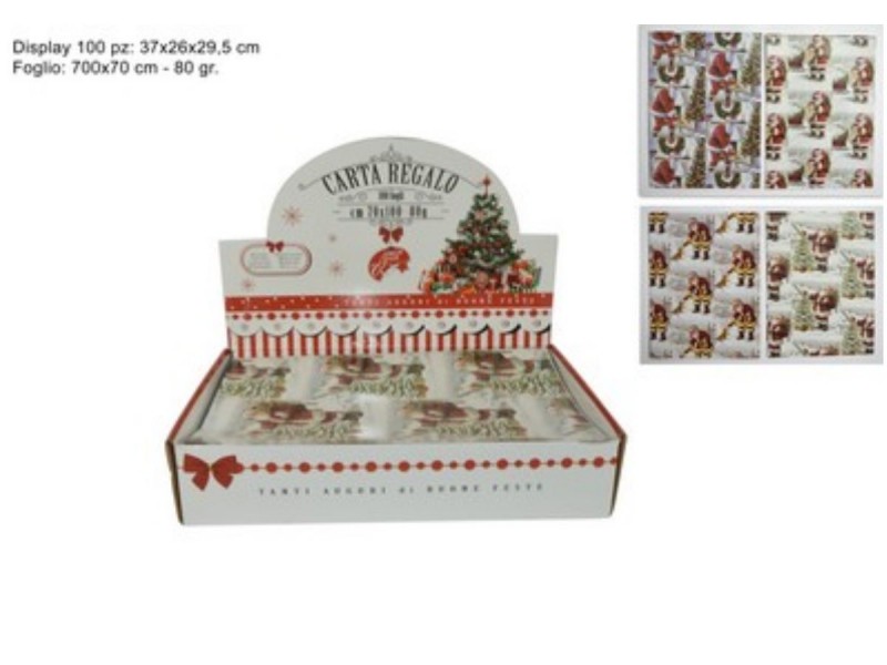Confezione 100 Fogli Carta Da Regalo 70x100cm Fantasia Natalizia Natale dfh