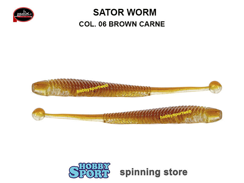 MOLIX SATOR WORM 2,5"  COL 06 BROWN CARNE SPINNING ROCK FISHING BLACK BASS 15 PZ