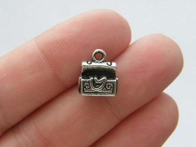 BULK 50 Treasure chest charms antique silver tone P161