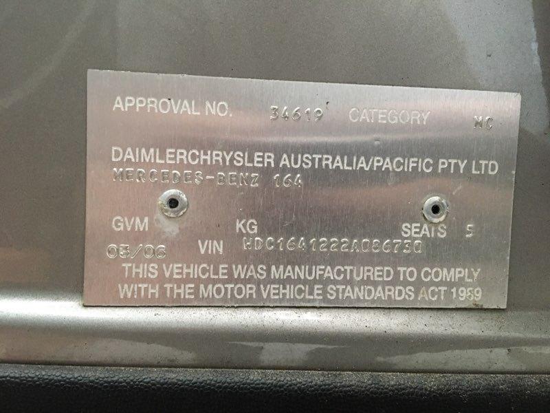 2006 M Class MERCEDES RIGHT FRONT WINDOW REG/MOTOR W164 09/05-12/11 2518200842 image 11
