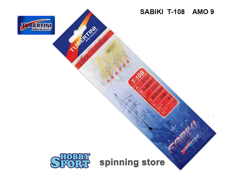 SABIKI TUBERTINI T 108 HOOK SIZE 9 ARTIFICIALE MARE  PELLE DI PESCE 6 AMI