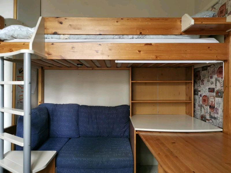 Stompa Casa 4 High Sleeper With Sofa Bed Pull Out Desk Shelf