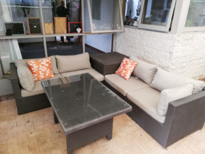 outdoor lounge with storage