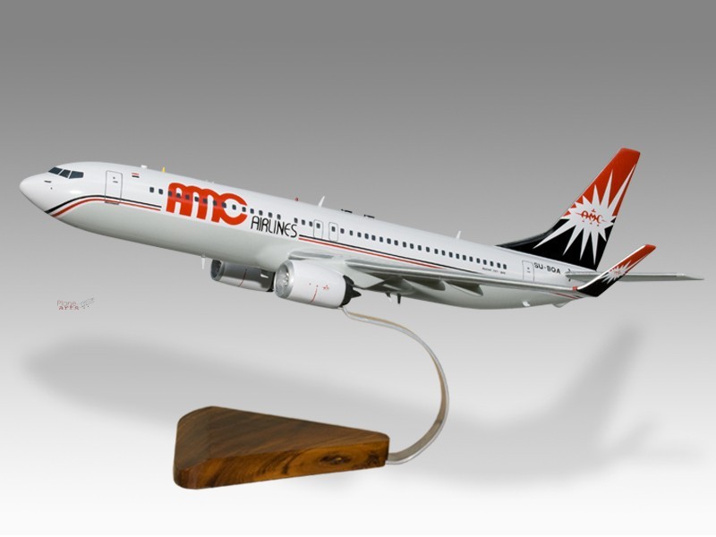 Boeing 737-800 AMC Airlines Solid Mahogany Wood Handmade Desktop Airplane Model