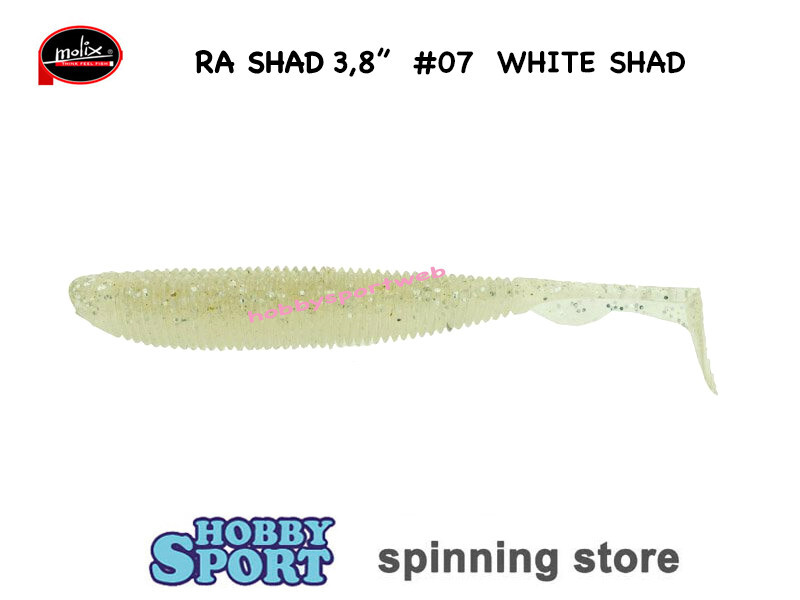 MOLIX RA SHAD 3,8' COLOR 07 WHITE  SHAD SPINNING MARE SPIGOLA  BASS