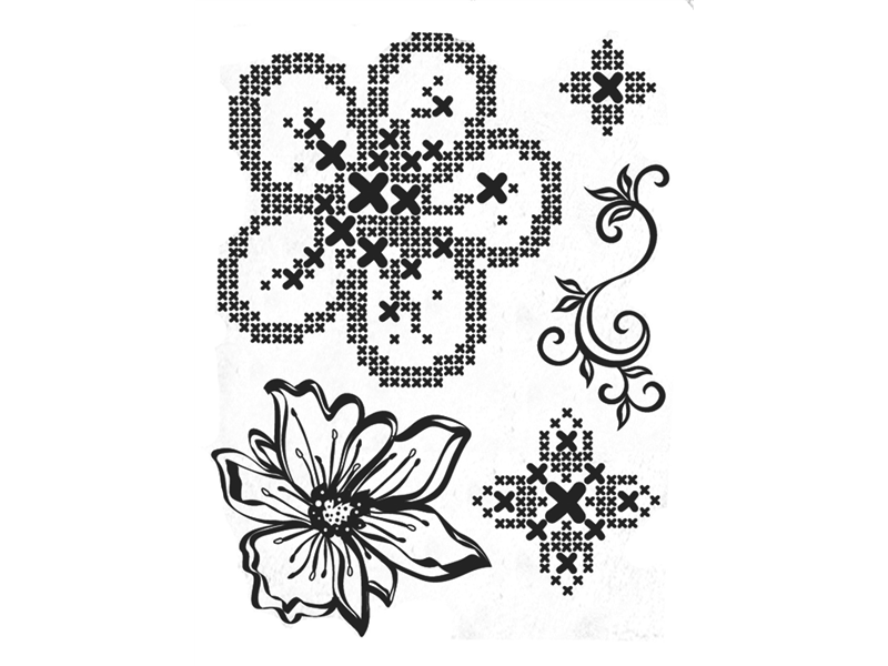 Viva Decor Silikonstempel Kreuzstich Blumen 14x18cm