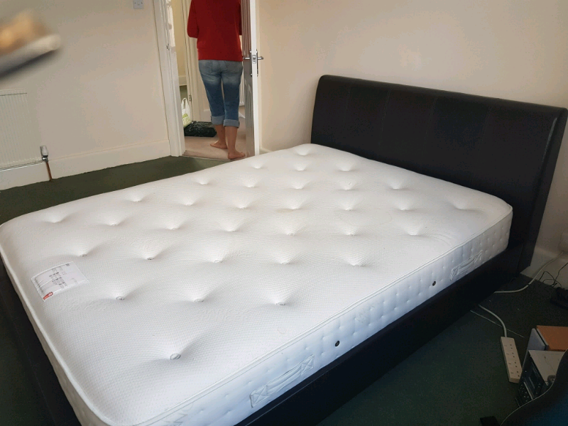 Marks and Spencer King Leather Bed and Memory Foam Mattress For Sale
