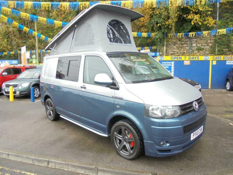 2010 10 VW TRANSPORTER T28 2.0 TDI CAMPERVAN IN SILVER OVER BLUE