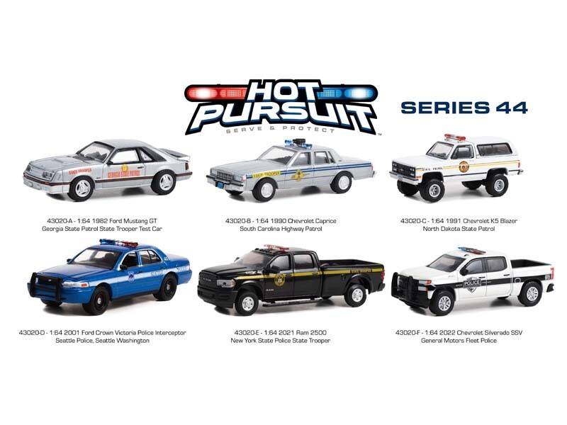 Hot Pursuit) Series 44 SET OF 6 Diecast 1:64 Scale Model